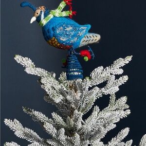 Anthropology ice skating blue bird tree topper